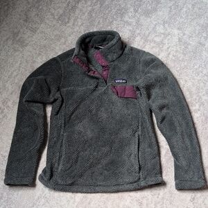 Patagonia Re-Tool Snap-T Pullover Fleece Jacket Coat, Gray Purple - Small